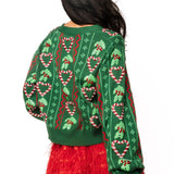 Green 3D Holly & Peppermint Cardigan | Queen Of Sparkles