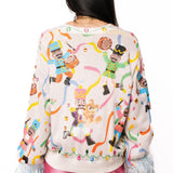 Multi Drumming Nutcracker Button Up Feather Sleeve Cardigan | Queen Of Sparkles