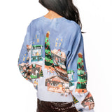 Dark Blue Multi Christmas Market Button Up Cardigan | Queen Of Sparkles