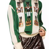 Green & Ivory Striped Nutcracker Sweater | Queen Of Sparkles