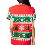 Red & Green Striped Snowflake Christmas Icon Tee | Queen Of Sparkles