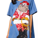 Shimmer Denim Cowboy Santa Short Sleeve Dress | Queen Of Sparkles