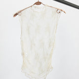 Sleeveless Sheer Lace Top | Cream