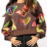Brown & Neon Butterfly Sweatshirt | Queen Of Sparkles