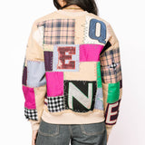Beige Mutli Queen Patchwork Sweatshirt | Queen Of Sparkles