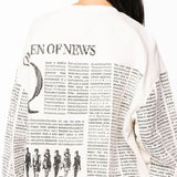 White & Black 'Queen Of News' Sweatshirt | Queen Of Sparkles
