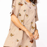Brown Plaid Butterfly Short Sleeve Dress | Queen Of Sparkles