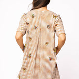 Brown Plaid Butterfly Short Sleeve Dress | Queen Of Sparkles