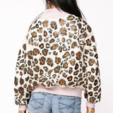 Ivory Leopard Mock Neck Sweatshirt With Light Pink Trim | Queen Of Sparkles