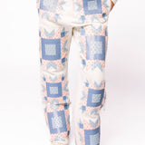 Ivory, Blue & Light Pink Patchwork Pant | Queen Of Sparkles