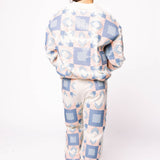 Ivory, Blue & Light Pink Patchwork Sweatshirt | Queen Of Sparkles