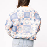 Ivory, Blue & Light Pink Patchwork Sweatshirt | Queen Of Sparkles