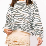 Cream & Black Zebra Print Sweatshirt | Queen Of Sparkles