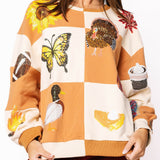 Brown & Ivory Checkered Fall Icon Sweatshirt | Queen Of Sparkles