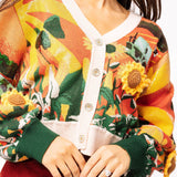 Multi Farm With Knit Sunflowers Button Up Cardigan | Queen Of Sparkles