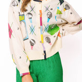 Multi Argyle Golf Icon Rainbow Trim Button Up Cardigan | Queen Of Sparkles