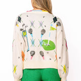 Multi Argyle Golf Icon Rainbow Trim Button Up Cardigan | Queen Of Sparkles