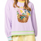 Lavender Easter Egg & Flower Basket Sweatshirt | Queen Of Sparkles