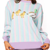 Pastel Striped Duck & Chicks Sweater | Queen Of Sparkles