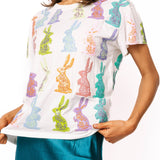 White Multi Easter Bunny Tee | Queen Of Sparkles