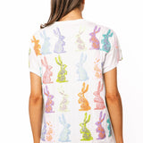 White Multi Easter Bunny Tee | Queen Of Sparkles