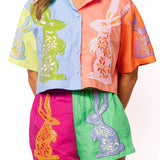 Multi Colorblock Easter Bunny Cotton Short | Queen Of Sparkles