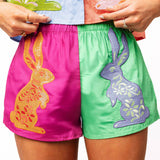 Multi Colorblock Easter Bunny Cotton Short | Queen Of Sparkles