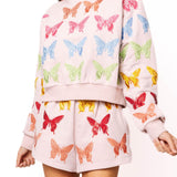 Light Pink Multi Butterfly Sweatshirt | Queen Of Sparkles