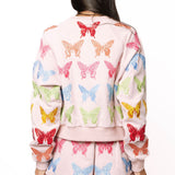 Light Pink Multi Butterfly Sweatshirt | Queen Of Sparkles