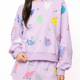 Lavender Multi Chicken Sweatshirt | Queen Of Sparkles