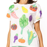 White Multi Bandana & Gingham Print Veggie Tee | Queen Of Sparkles
