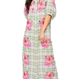Plaid Azalea Button Up Midi Cotton Dress | Queen Of Sparkles