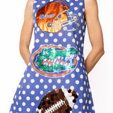 Licensed Florida Football & Helmet Icon Polka Dot Tank Dress | Queen Of Sparkles