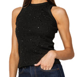 Black Tonal Rhinestone Tank | Queen Of Sparkles