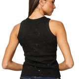 Black Tonal Rhinestone Tank | Queen Of Sparkles