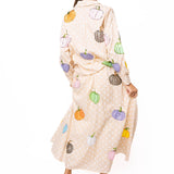 Beige & White Polka Dot Multi Pumpkin Cotton Button Up Top | Queen Of Sparkles