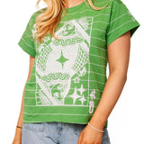 Green Football Field Queen Card Logo Tee | Queen Of Sparkles