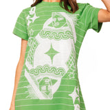 Green Football Field Queen Card Logo Tee Dress | Queen Of Sparkles