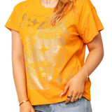 Light Orange Scattered Jewel QOS Card Logo Tee | Queen Of Sparkles