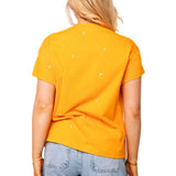 Light Orange Scattered Jewel QOS Card Logo Tee | Queen Of Sparkles