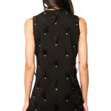 Black Sequin Tiger Face Rhinestone Feather Tank Dress | Queen Of Sparkles