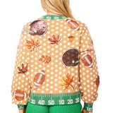 Light Brown Polka Dot Fall Football Button Up Cardigan | Queen Of Sparkles
