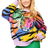 Rainbow Sequin Tiger Head Sweater | Queen Of Sparkles