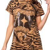 Brown Tiger QOS Card Logo Tee Dress | Queen Of Sparkles