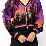 Purple Halloween Scene Cardigan | Queen Of Sparkles