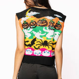 Colorblock Halloween Icon Button Up Sweater Vest | Queen Of Sparkles