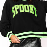 Black & Neon Green 'Spooky' Sweatshirt | Queen Of Sparkles