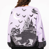 Lavender & Black Halloween House Sweatshirt | Queen Of Sparkles