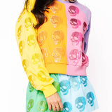 Colorblock Multi Skull Sweatshirt | Queen Of Sparkles