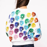 White Rainbow Skulls Sweatshirt | Queen Of Sparkles
